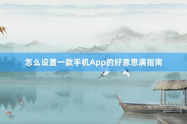 怎么设置一款手机App的好意思满指南